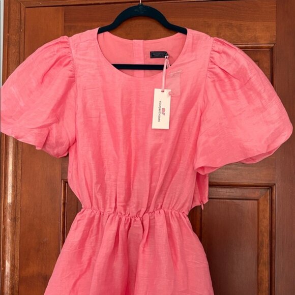 Vineyard Vines | Puff Sleeve Cutout Dress - Picture 3 of 11